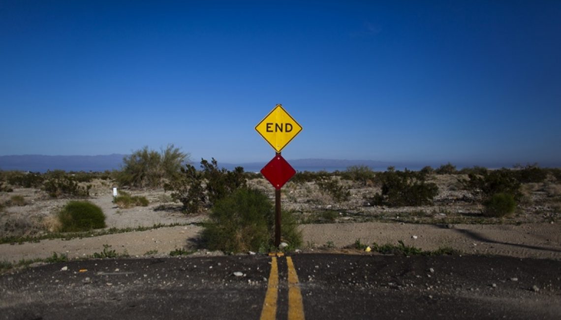 epa02647495A street sign marks the end of the road in California, USA.